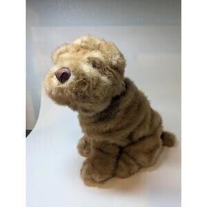 Vintage 1987 Windsor Toys Shar Pei Plush Dog 12" Tall Studded Collar ADORABLE